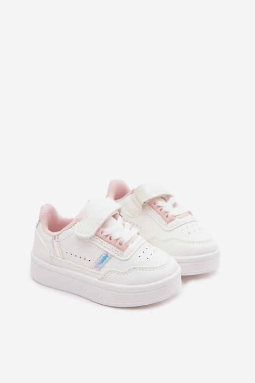 Chaussures de sport pour enfants avec Velcro en blanc-rose Tailva