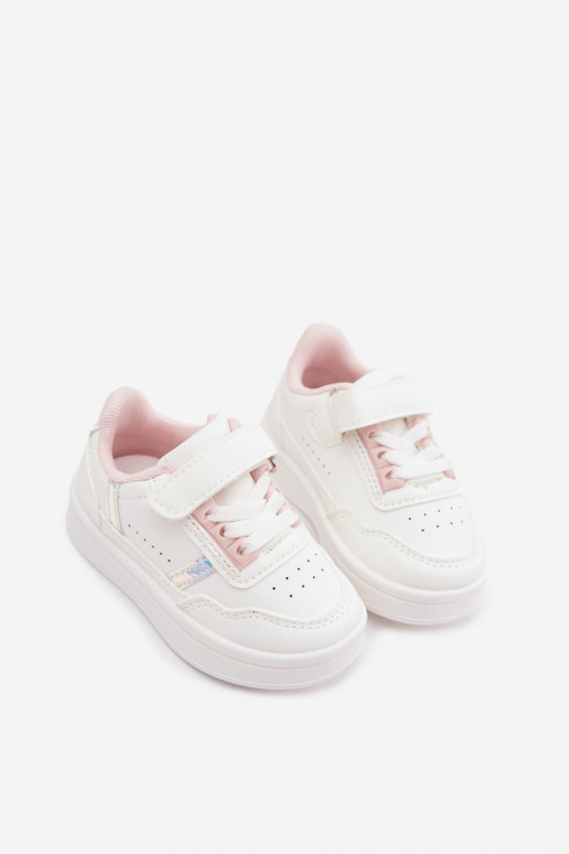 Chaussures de sport pour enfants avec Velcro en blanc-rose Tailva