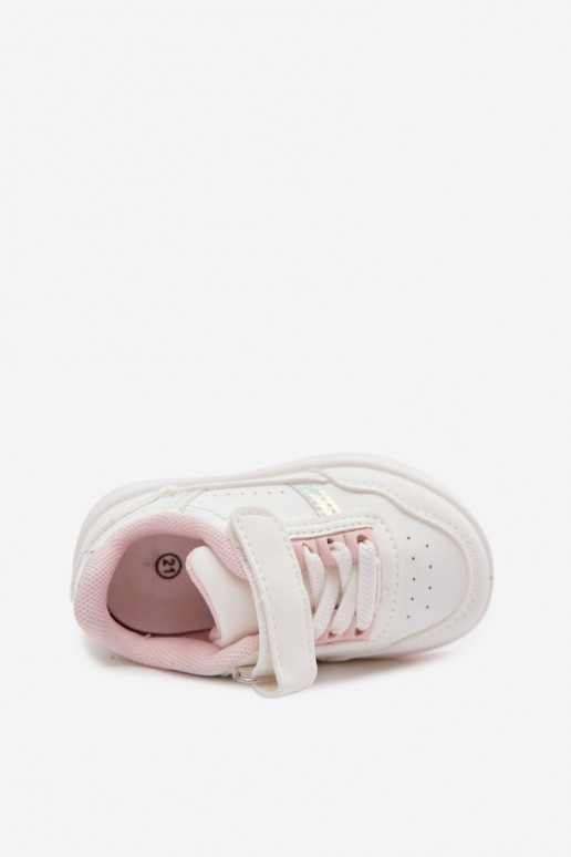 Chaussures de sport pour enfants avec Velcro en blanc-rose Tailva