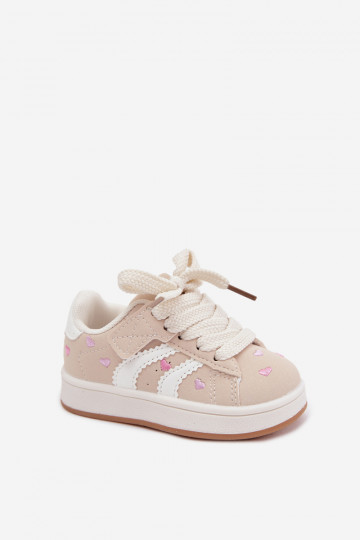 Baskets pour enfants avec des cœurs couleur sable Embla