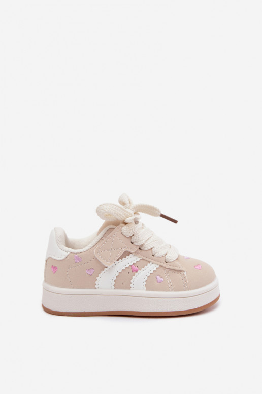 Baskets pour enfants avec des cœurs couleur sable Embla