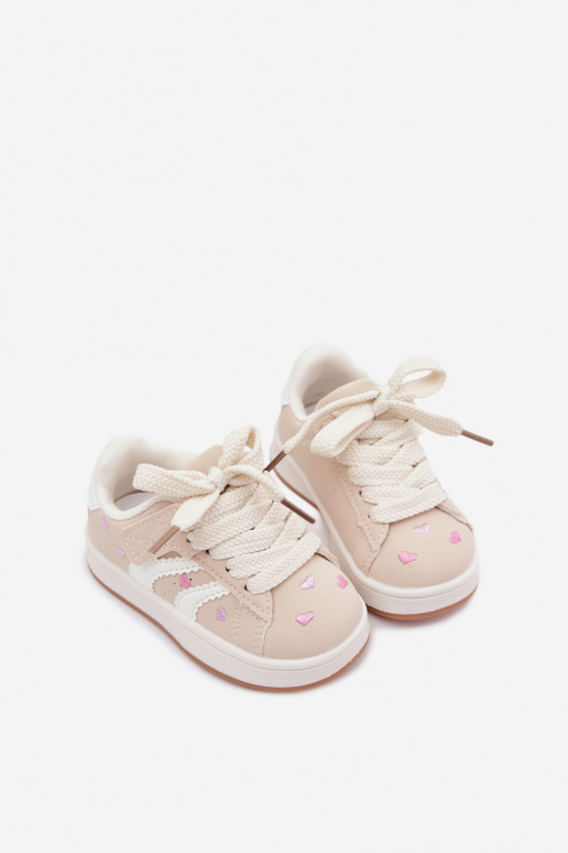 Baskets pour enfants avec des cœurs couleur sable Embla