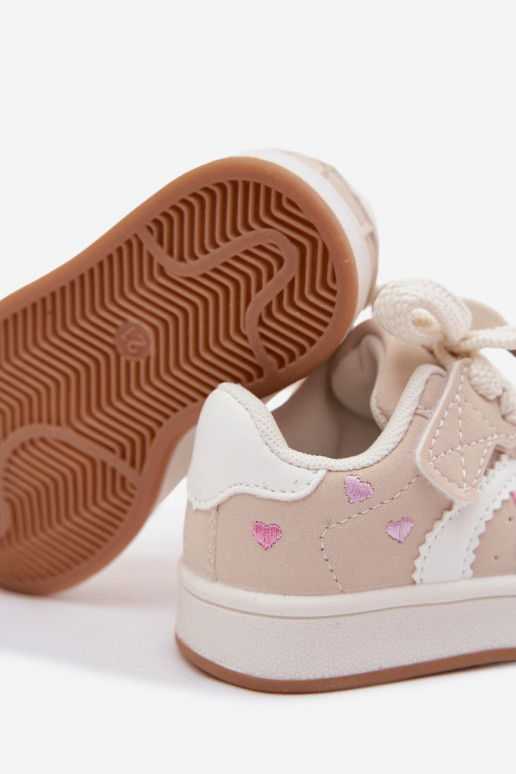 Baskets pour enfants avec des cœurs couleur sable Embla