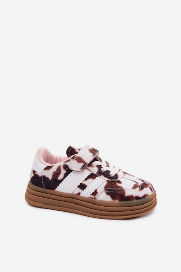 Chaussures de sport pour enfants avec Velcro en marron Satinia