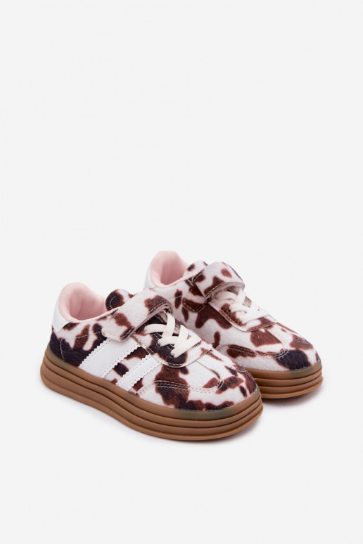 Chaussures de sport pour enfants avec Velcro en marron Satinia