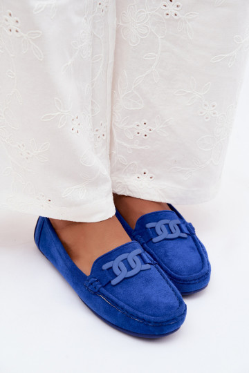 Mocassins riches en daim pour femmes couleur bleue Rabell