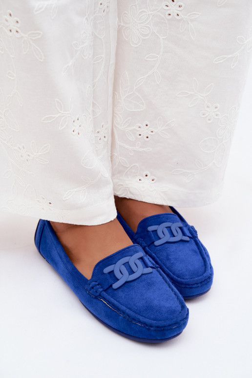 Mocassins riches en daim pour femmes couleur bleue Rabell