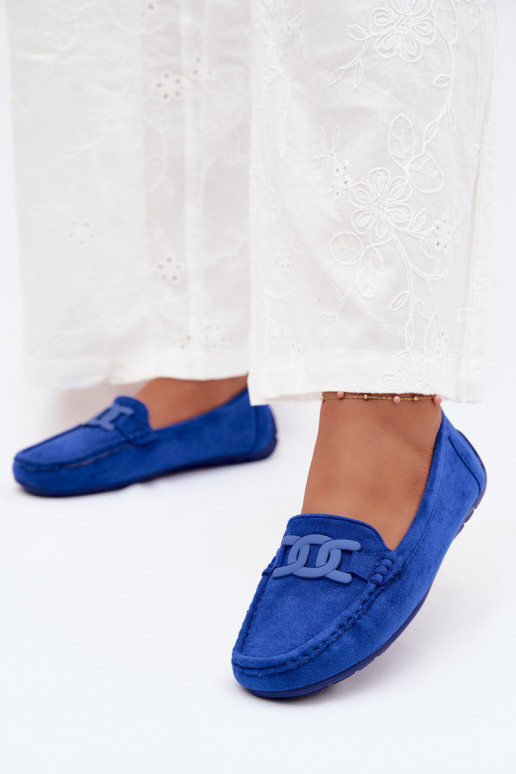 Mocassins riches en daim pour femmes couleur bleue Rabell