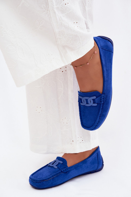 Mocassins riches en daim pour femmes couleur bleue Rabell