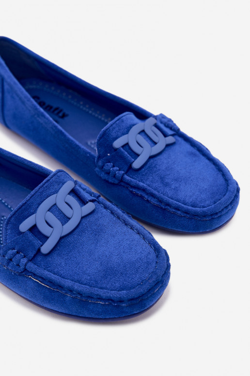 Mocassins riches en daim pour femmes couleur bleue Rabell