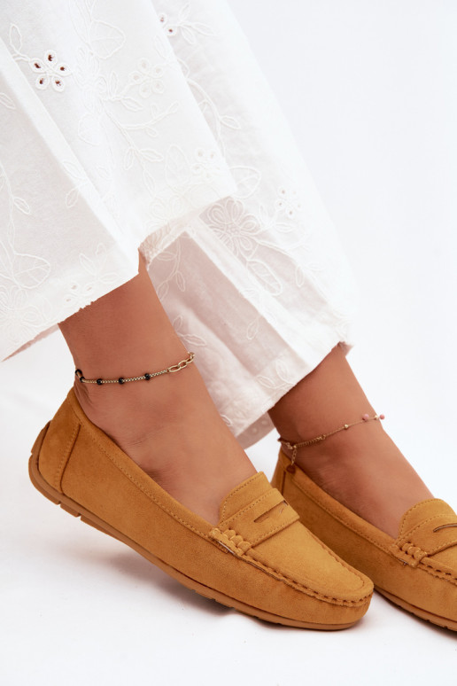 Mocassins élégants en daim synthétique couleur moutarde Lenvie
