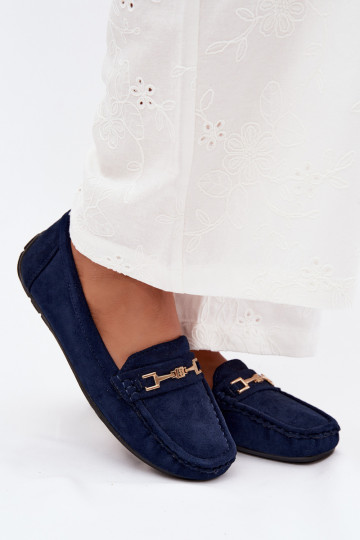Mocassins classiques en daim couleur bleu marine Corinell