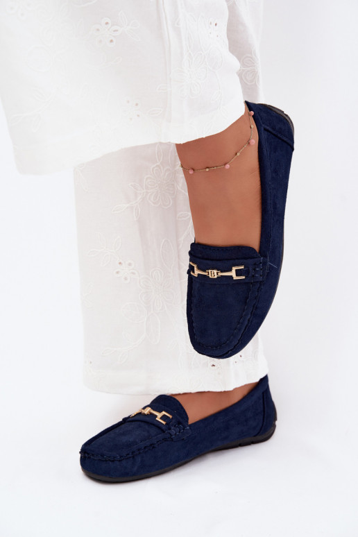 Mocassins classiques en daim couleur bleu marine Corinell