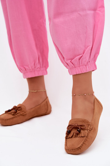 Mocassins pour femmes avec nœuds et franges en daim synthétique couleur marron Bluebell