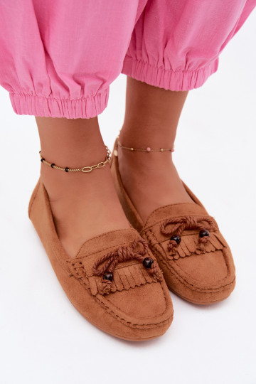 Mocassins pour femmes avec nœuds et franges en daim synthétique couleur marron Bluebell 2