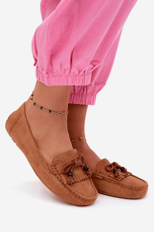 Mocassins pour femmes avec nœuds et franges en daim synthétique couleur marron Bluebell