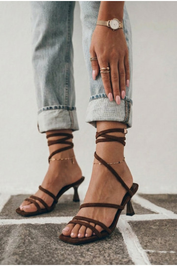 Sandales à talons pour femmes avec lanières couleur chocolat Samara 2