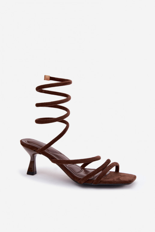 Sandales à talons pour femmes avec lanières couleur chocolat Samara