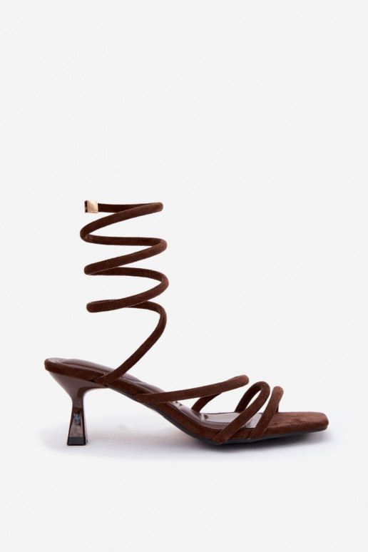 Sandales à talons pour femmes avec lanières couleur chocolat Samara