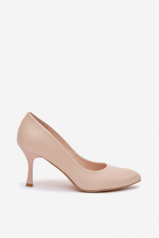 Chaussures à talons hauts pour femmes en cuir synthétique couleur sable Zazoo 1070