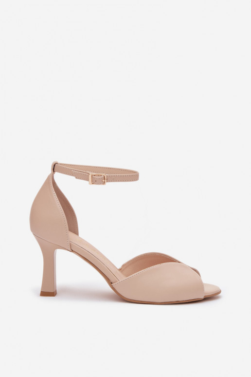 Sandales à talons fins pour femmes couleur sable Zazoo 1120