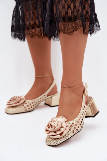 Sandales pour femmes à motifs avec talons et ornements Artiker 58C0798 couleur or 2