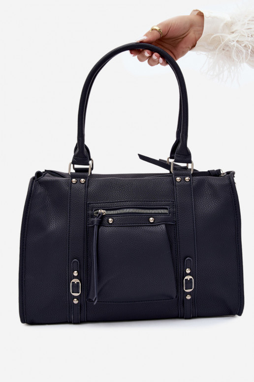 Grand sac en simili cuir bleu foncé Nolita