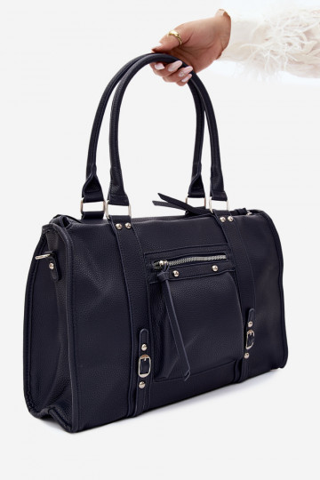 Grand sac en simili cuir bleu foncé Nolita 2