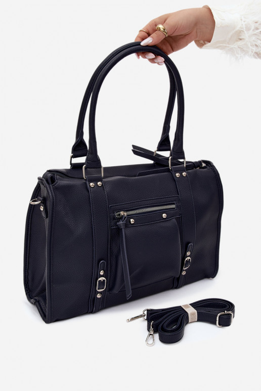 Grand sac en simili cuir bleu foncé Nolita