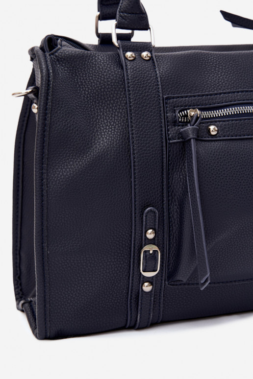 Grand sac en simili cuir bleu foncé Nolita