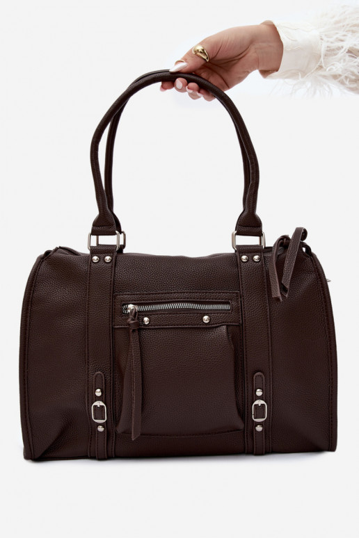 Grand sac en simili cuir chocolat Nolita
