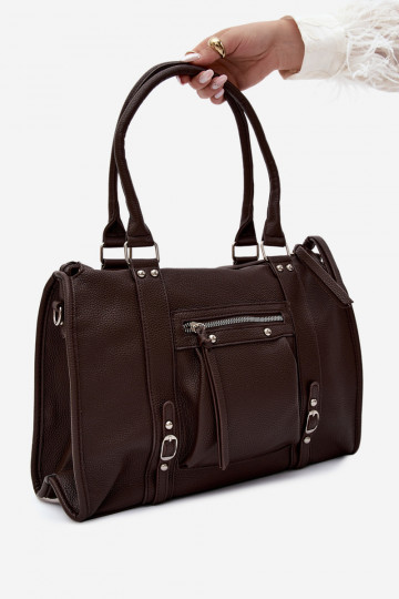 Grand sac en simili cuir chocolat Nolita 2