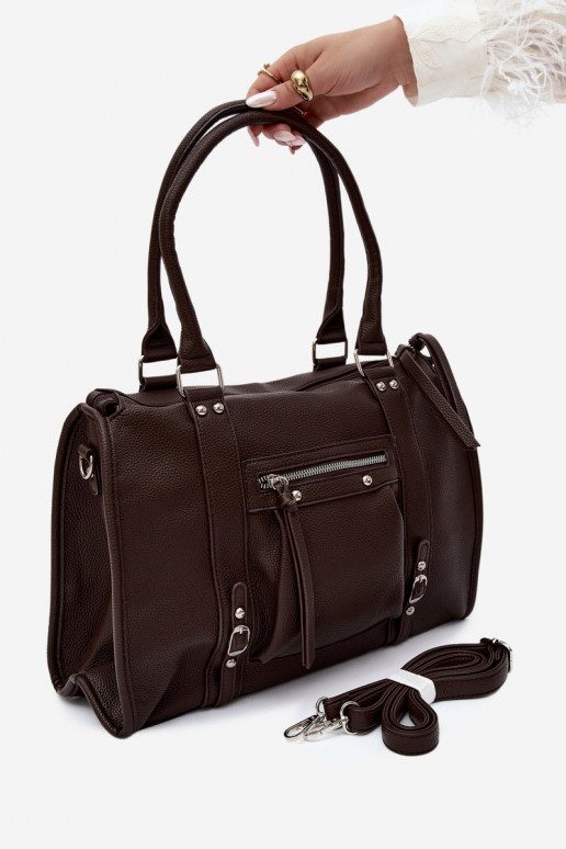 Grand sac en simili cuir chocolat Nolita