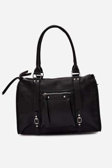 Grand sac en simili cuir noir Nolita