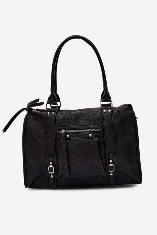 Grand sac en simili cuir noir Nolita
