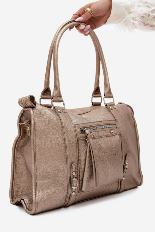 Grand sac en simili cuir doré Nolita
