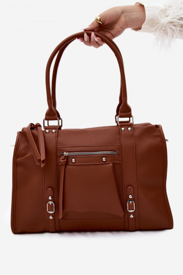 Grand sac en simili cuir marron Nolita