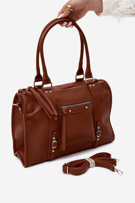 Grand sac en simili cuir marron Nolita