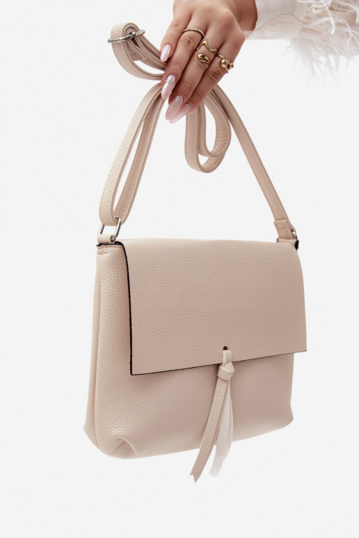 Sac messager avec franges en simili cuir sable clair Sigrid