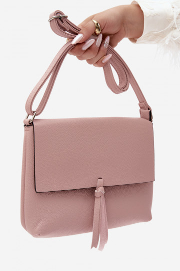 Sac messager avec franges en simili cuir rose Sigrid 2