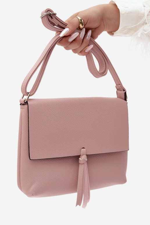 Sac messager avec franges en simili cuir rose Sigrid