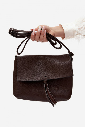 Sac messager avec franges en simili cuir chocolat Sigrid