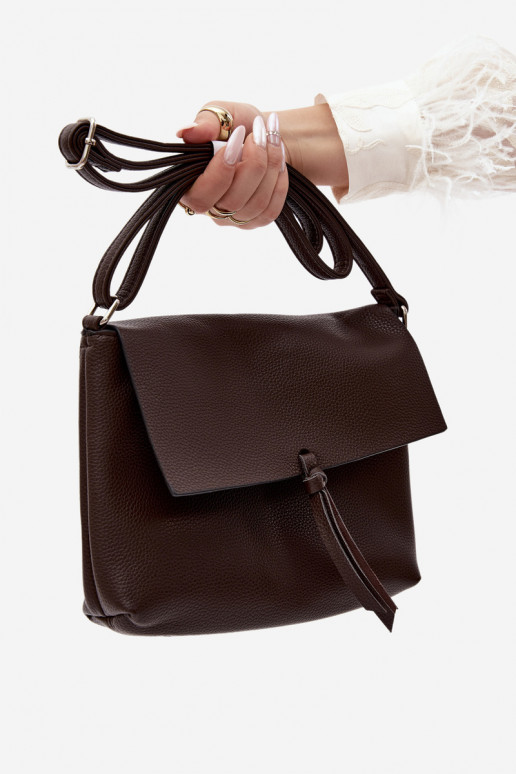 Sac messager avec franges en simili cuir chocolat Sigrid