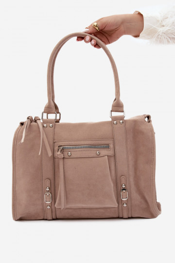 Grand sac en simili daim couleur ivoire Nolita
