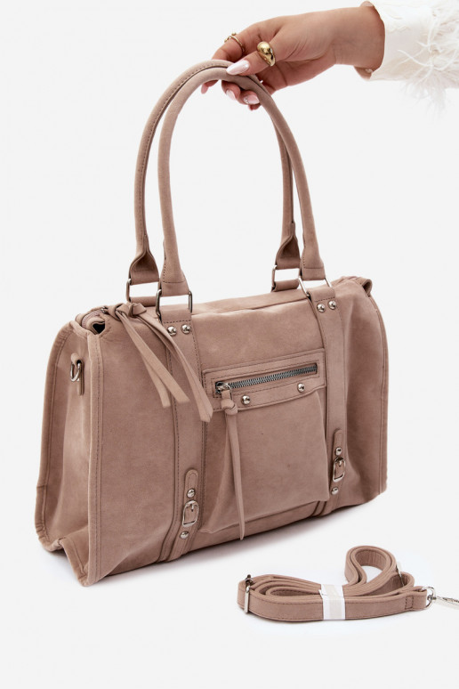 Grand sac en simili daim couleur ivoire Nolita
