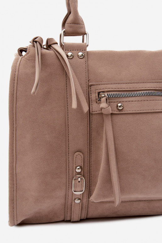 Grand sac en simili daim couleur ivoire Nolita