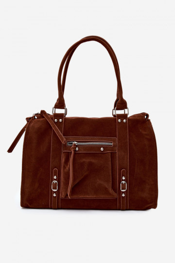 Grand sac en simili daim couleur marron Nolita