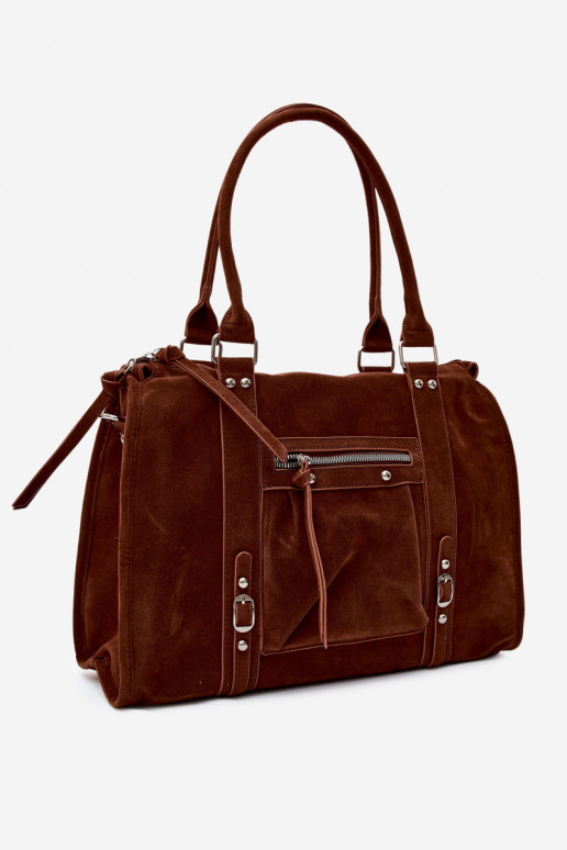 Grand sac en simili daim couleur marron Nolita