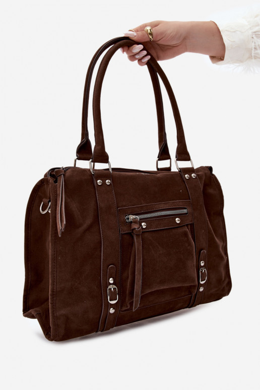 Grand sac en simili daim couleur chocolat Nolita