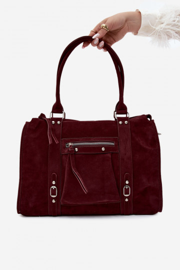 Grand sac en simili daim couleur bordeaux Nolita